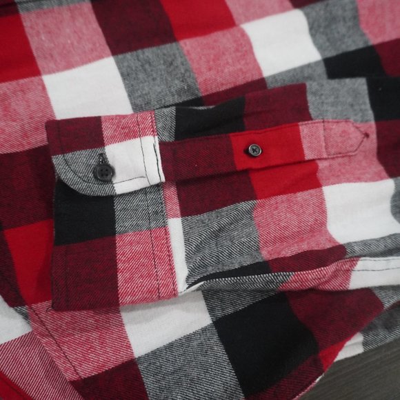 Champs Cotten Men's Long-Sleeve Button Down Shirt - Red/Black Plaid - Picture 3 of 3